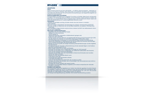 Hygisun FFP3-Maske ohne Ventil